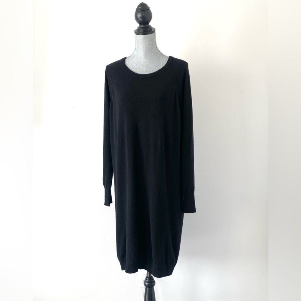 Pure Collection Cashmere Long Sleeve Dress Sz XL Crew Neck Old Money Luxury Cozy
